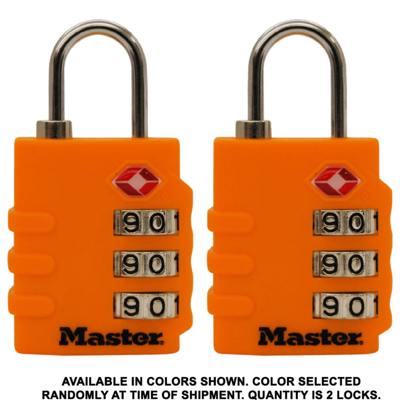 Set Your Own Combination TSA Lock, Assorted Colors, 1-3/8 in Wide, 2-Pack