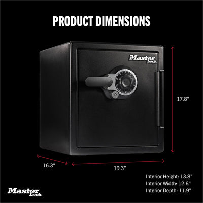Master Lock Black Premium 2-Hour Fireproof Safe with Combination Dial, 1.2 cu-ft