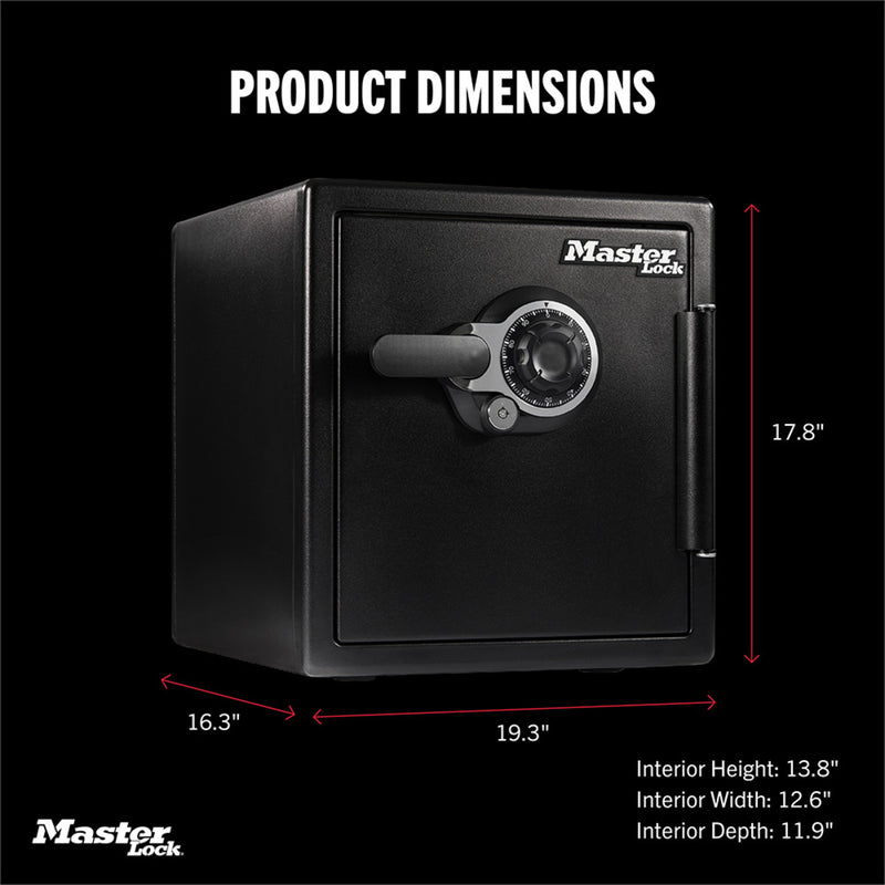 Master Lock Black Premium 2-Hour Fireproof Safe with Combination Dial, 1.2 cu-ft