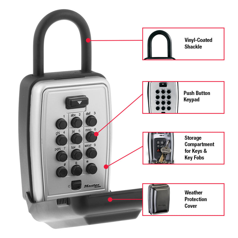 Lock Box for Keys with Push Button Combination, 3-1/8 in x 6-7/8 in