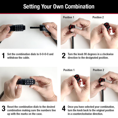 Combination Braided Steel Cable Lock, 5 ft x 1/2 in