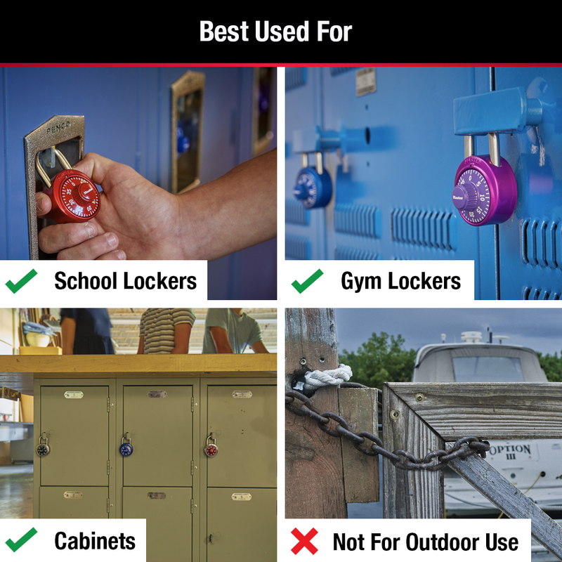 Combination Dial Padlock with Aluminum Cover 1530DCM; Assorted Colors