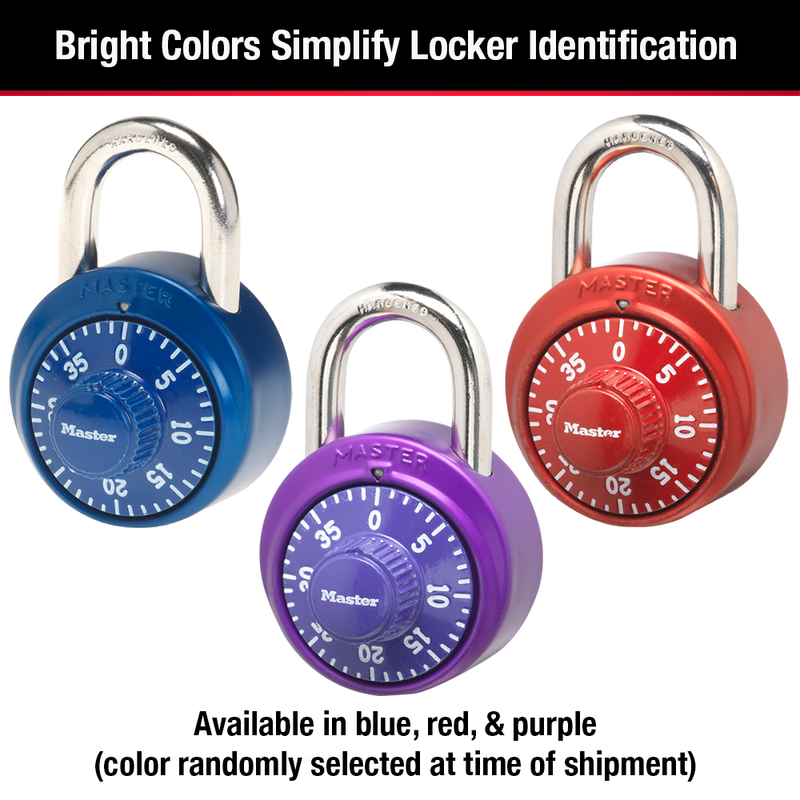 Combination Dial Padlock with Aluminum Cover 1530DCM; Assorted Colors