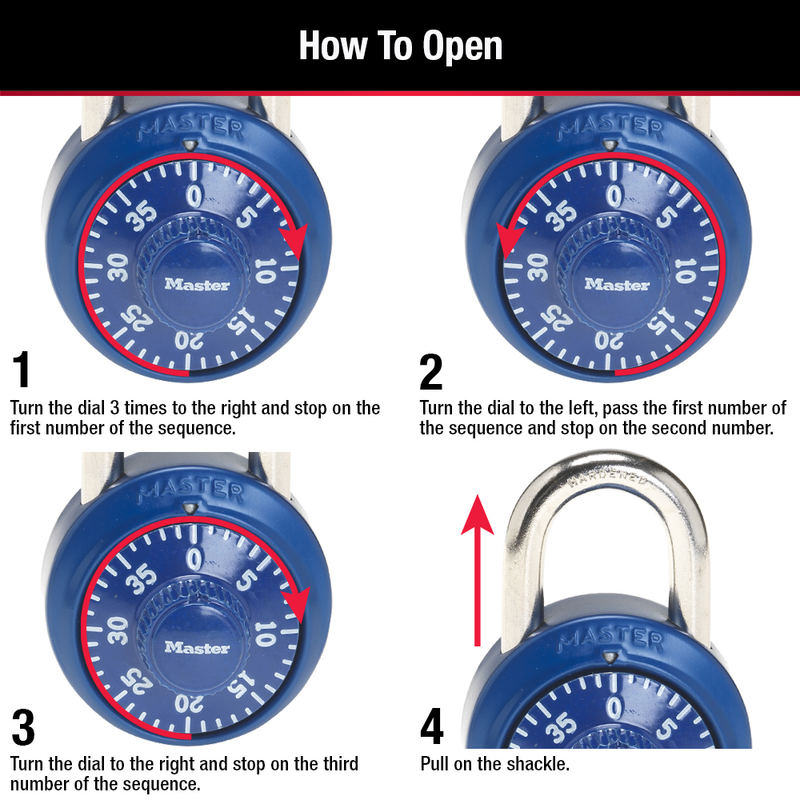 Combination Dial Padlock with Aluminum Cover 1530DCM; Assorted Colors