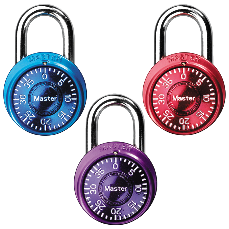 Combination Dial Padlock 1533TRI; 3-Pack; Assorted Colors