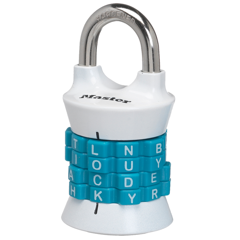 WORD Combination Lock, Assorted Colors, 1-1/2 in Wide