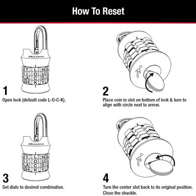 WORD Combination Lock, Assorted Colors, 1-1/2 in Wide