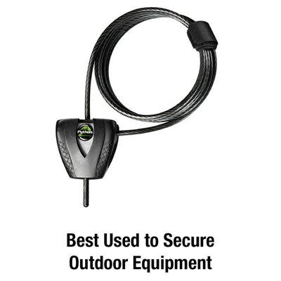 Silver/Black Adjustable Python Braided Steel Cable Lock, 6 ft x 3/16 in