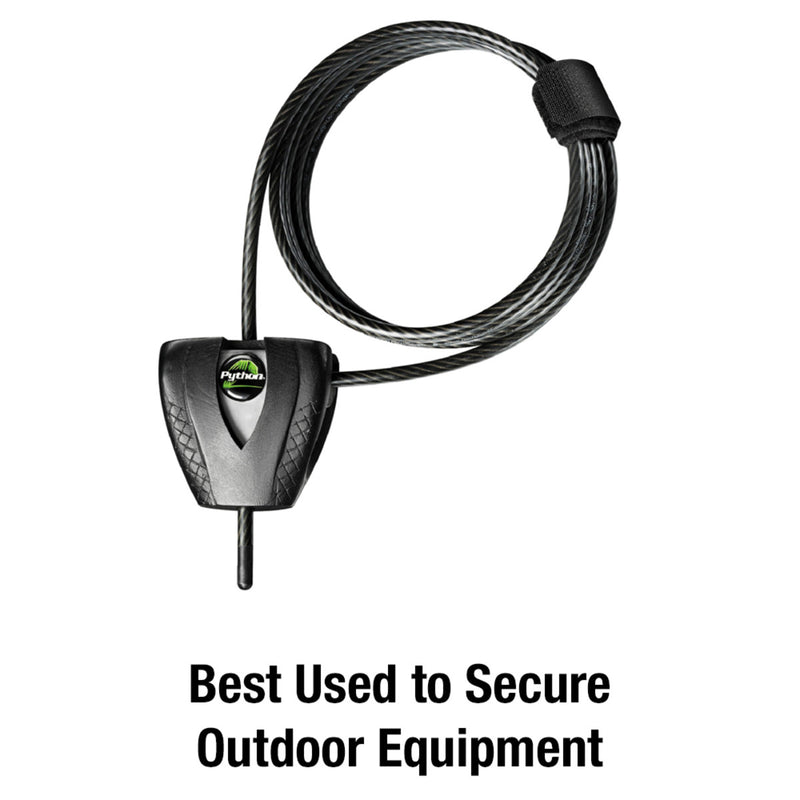 Silver/Black Adjustable Python Braided Steel Cable Lock, 6 ft x 3/16 in