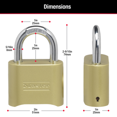 Bronze Solid Body Combination Lock, 2 in Wide