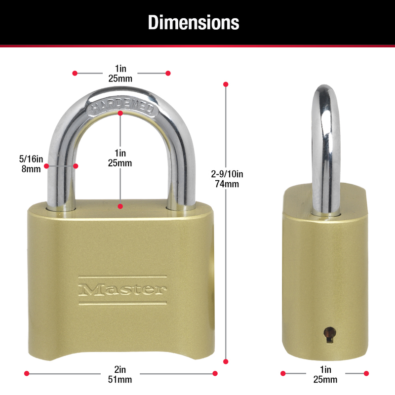 Bronze Solid Body Combination Lock, 2 in Wide