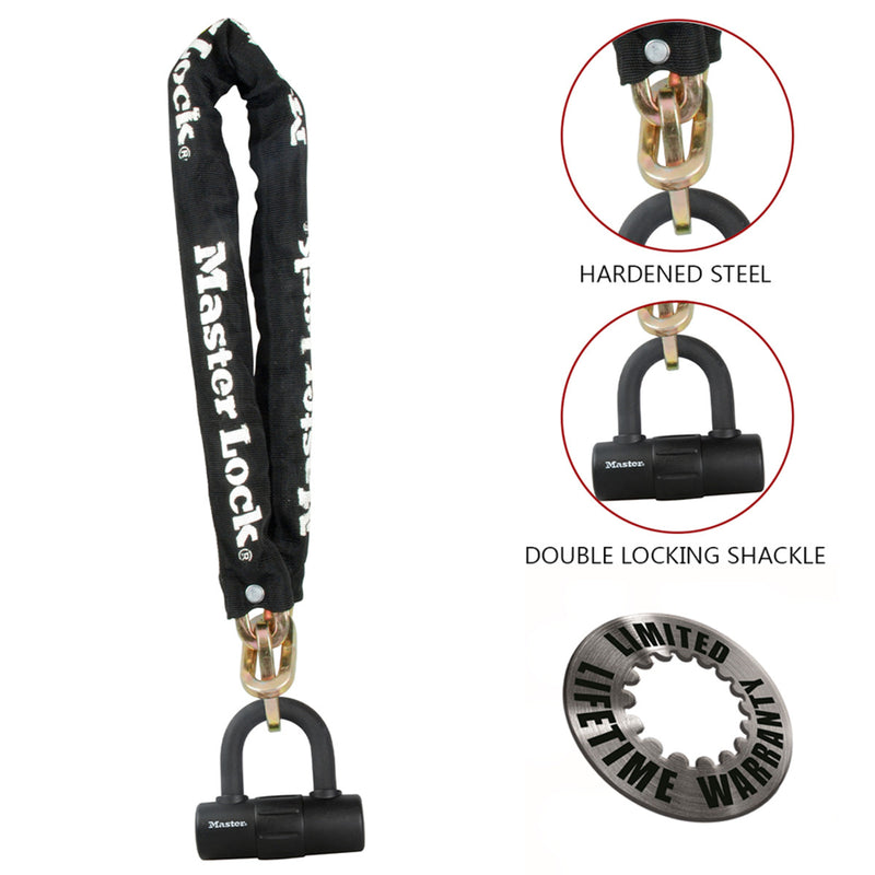 Hardened Steel Bike Lock Chain with Mini U–Lock, 3 ft x 10 mm