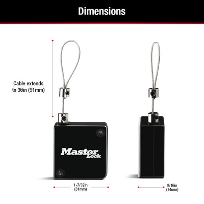 Retractable Key Tether for Lock Boxes, Retractable Steel Cable, 36 in