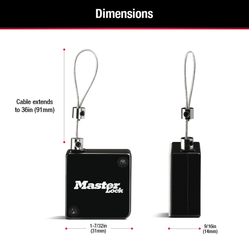 Retractable Key Tether for Lock Boxes, Retractable Steel Cable, 36 in