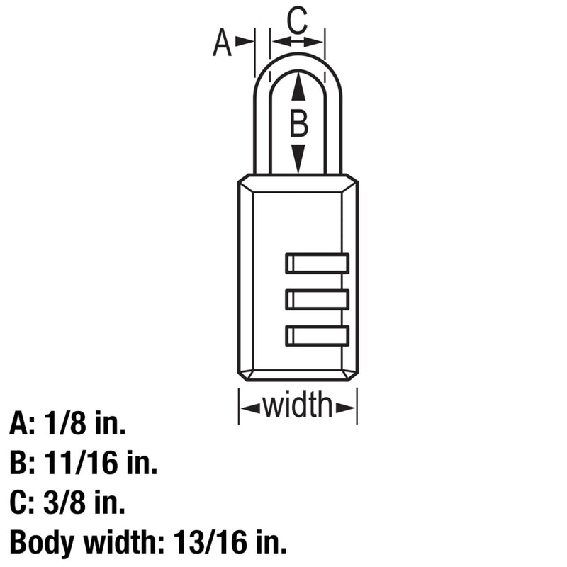 Compact Set Your Own Combination Lock, 13/16 in Wide - 2-Pack