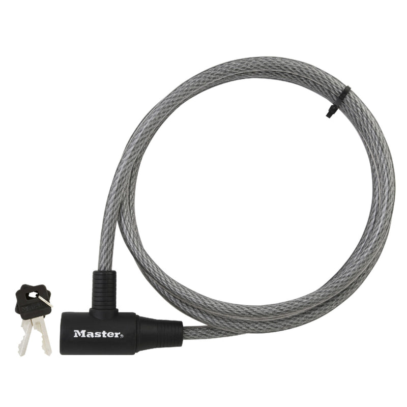 Keyed Braided Steel Cable Lock, 6 ft x 3/8 in