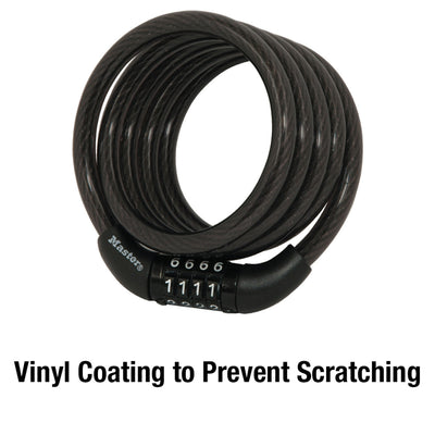Preset Combination Cable Lock, 4 ft x 5/16 in