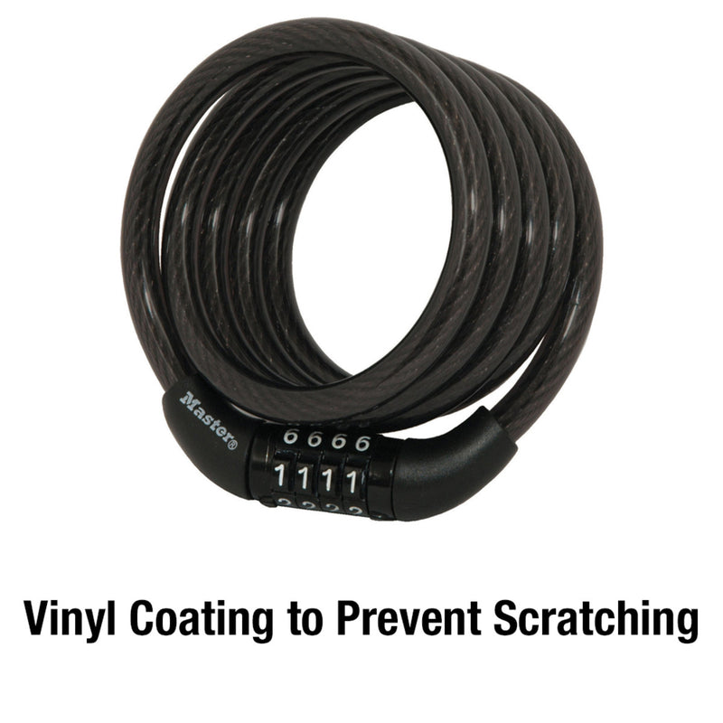 Preset Combination Cable Lock, 4 ft x 5/16 in