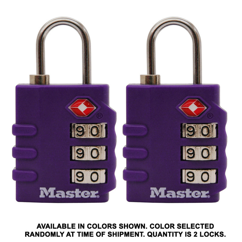 Set Your Own Combination TSA Lock, Assorted Colors, 1-3/8 in Wide, 2-Pack