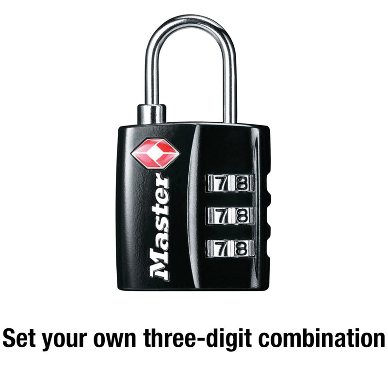 Small Black Set Your Own Combination TSA Lock, 1-3/16 in Wide