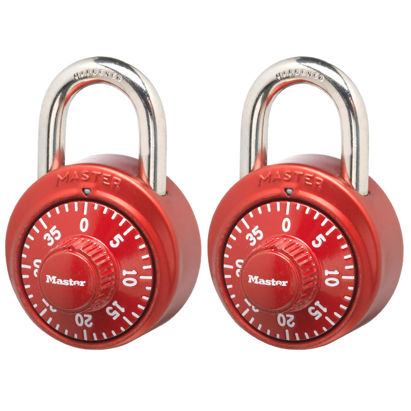 Standard Dial Combination Lock Locker Lock, Assorted Colors, 1-9/16 in Wide, 2-Pack