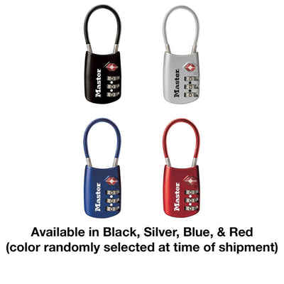 Flexible Shackle Set Your Own Combination TSA Lock, Assorted Colors, 1-3/16 in Wide
