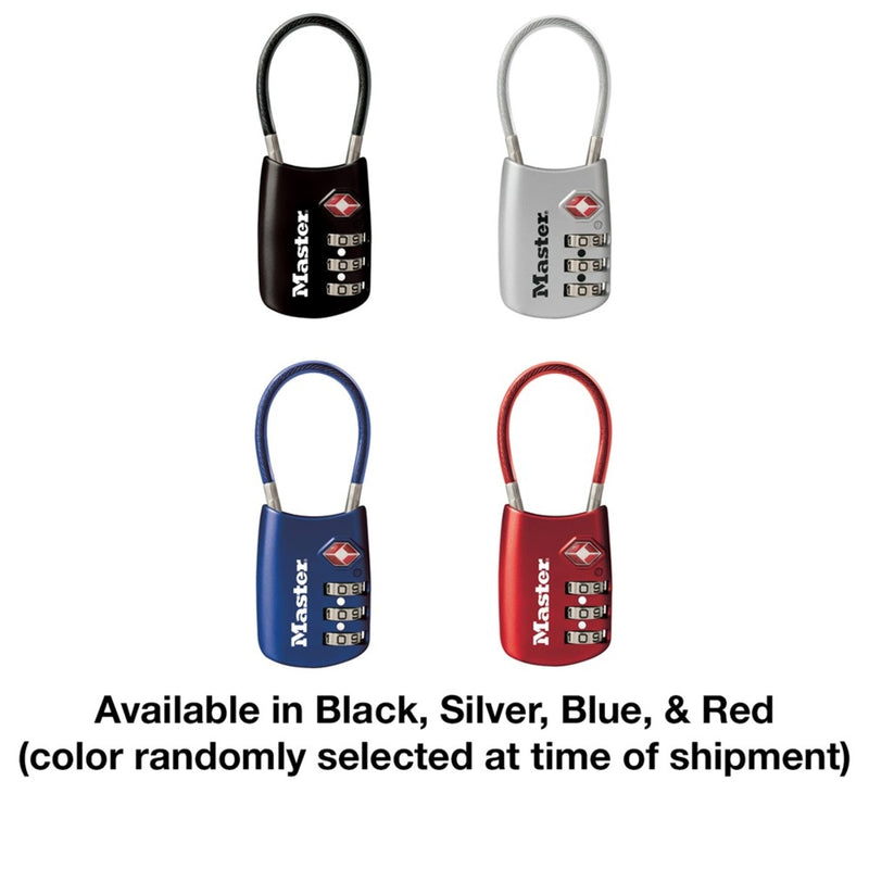 Flexible Shackle Set Your Own Combination TSA Lock, Assorted Colors, 1-3/16 in Wide