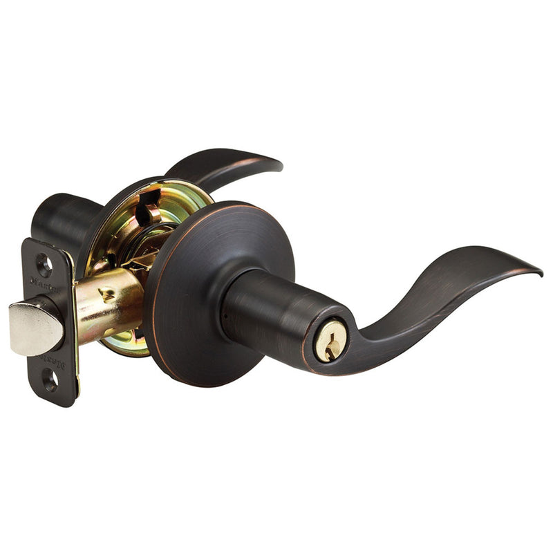 Wave Style Lever Entry Door Lock; Aged Bronze