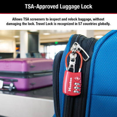 Set Your Own Combination TSA-Approved Luggage Lock 4688D; Assorted Colors
