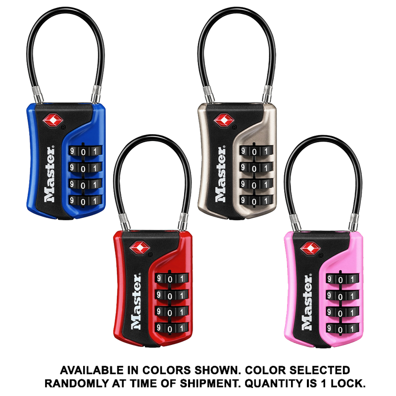 Flexible Shackle Set Your Own Combination TSA Lock, Assorted Colors, 1 – 3/8 in Wide
