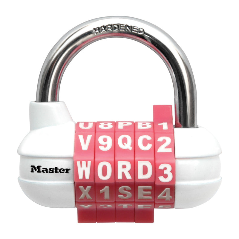 WORD Combination Lock with Interchangeable Dials, Assorted Colors, 2-1/2 in Wide