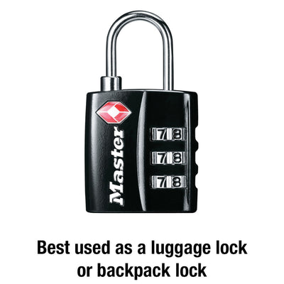 Small Black Set Your Own Combination TSA Lock, 1-3/16 in Wide