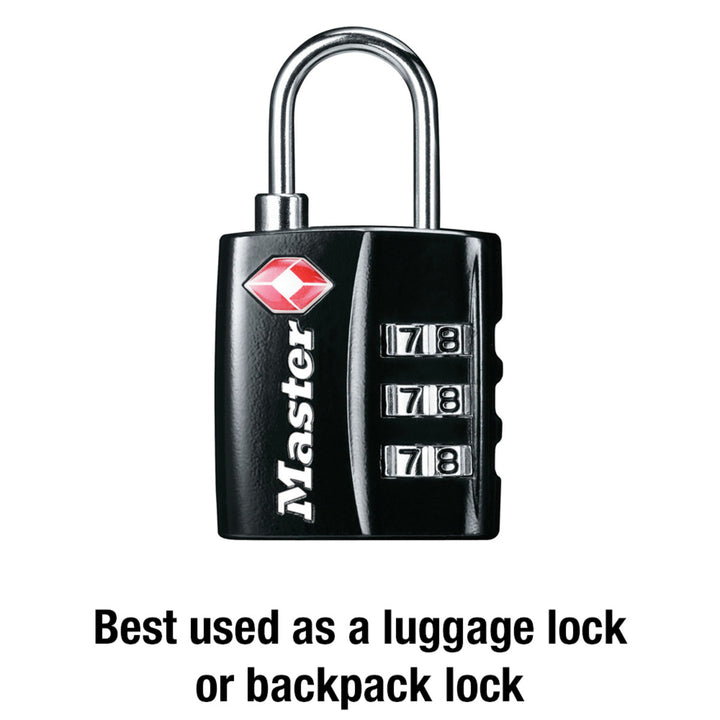 Metal TSA Lock 4680DBLK Set Your Own Combo Master Lock