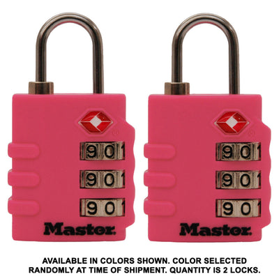 Set Your Own Combination TSA Lock, Assorted Colors, 1-3/8 in Wide, 2-Pack