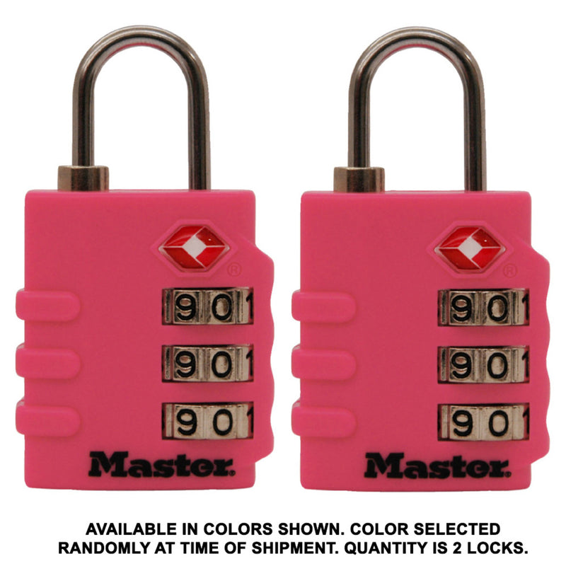 Set Your Own Combination TSA Lock, Assorted Colors, 1-3/8 in Wide, 2-Pack