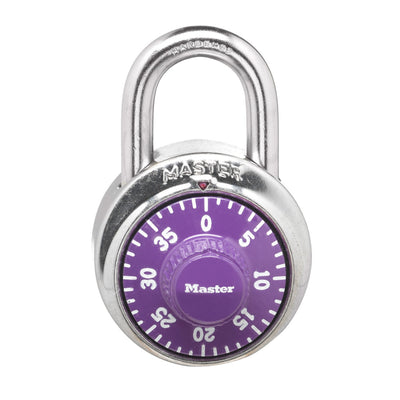 Dial Combination Lock with Purple Dial, 1-7/8 in Wide