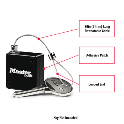 Retractable Key Tether for Lock Boxes, Retractable Steel Cable, 36 in