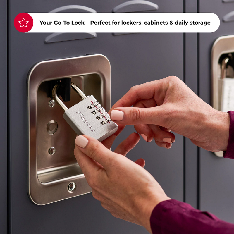 Solid Metal Combination Lock, 1–9/16 in Wide Metal Combination Luggage Lock, Set Your Own Combo, 1 9/16 in Wide