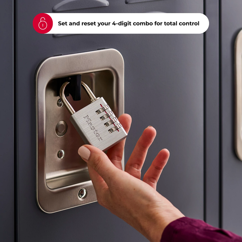Solid Metal Combination Lock, 1–9/16 in Wide Metal Combination Luggage Lock, Set Your Own Combo, 1 9/16 in Wide