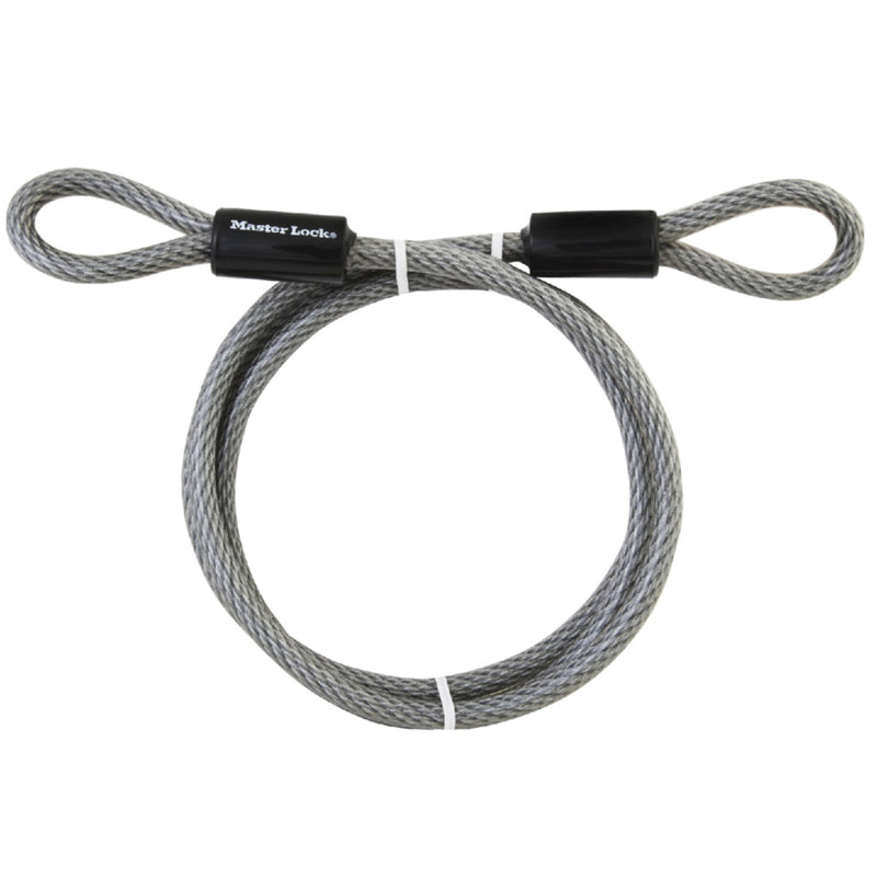 Looped End Braided Steel Cable Lock, 6 ft x 3/8 in
