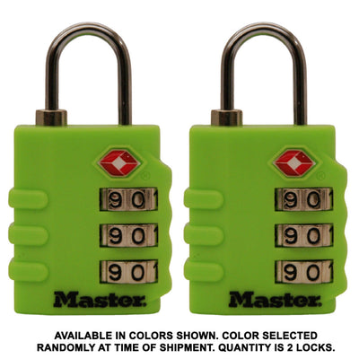 Set Your Own Combination TSA Lock, Assorted Colors, 1-3/8 in Wide, 2-Pack