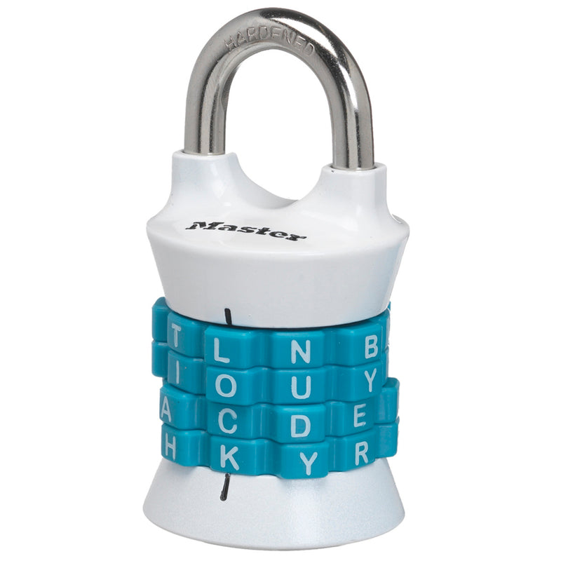WORD Combination Lock, Assorted Colors, 1-1/2 in Wide