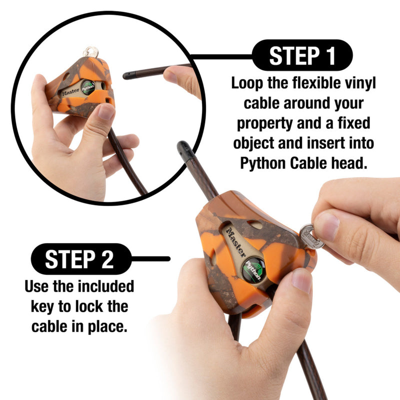 Adjustable Cable Lock, Mossy Oak® Blaze Python™ Lock, 6 ft x 5/16 in - 2-Pack