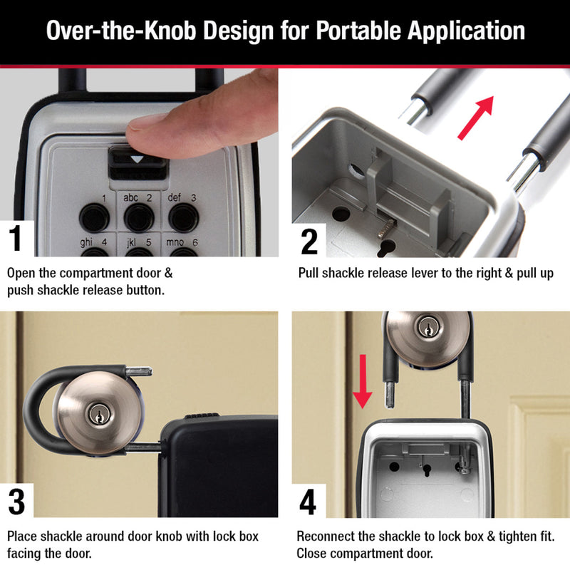 Lock Box for Keys with Push Button Combination, 3-1/8 in x 6-7/8 in