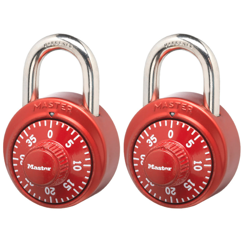 Standard Dial Combination Lock Locker Lock, Assorted Colors, 1-9/16 in Wide, 2-Pack