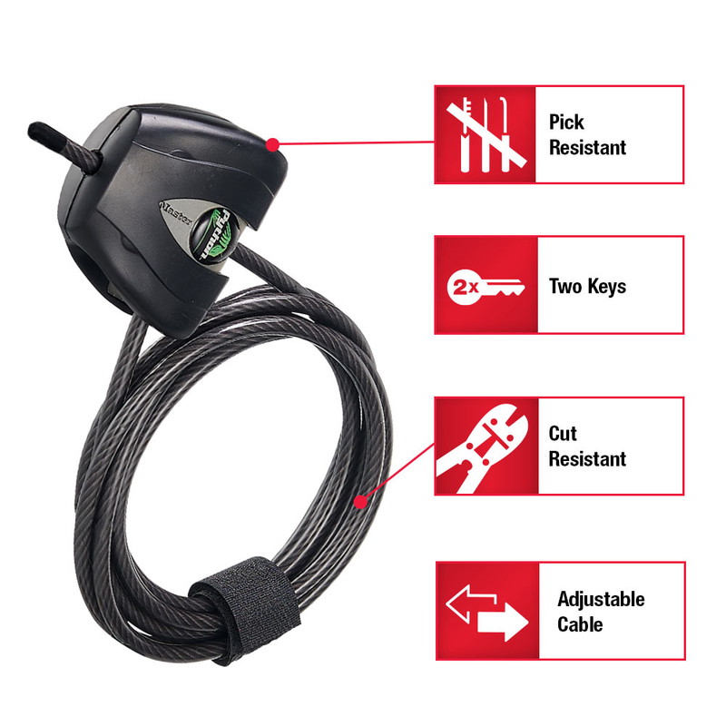 Adjustable  Python™ Cable Lock, 6 ft x 5/16 in – 2-Pack