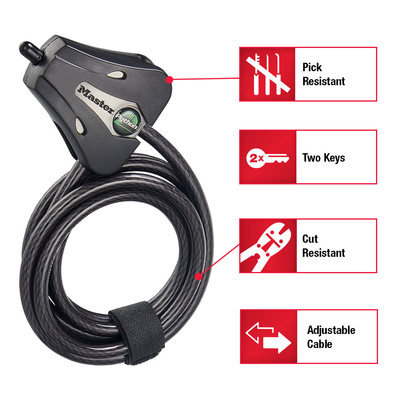 Adjustable Python™ Cable Lock, 6 ft x 5/16 in