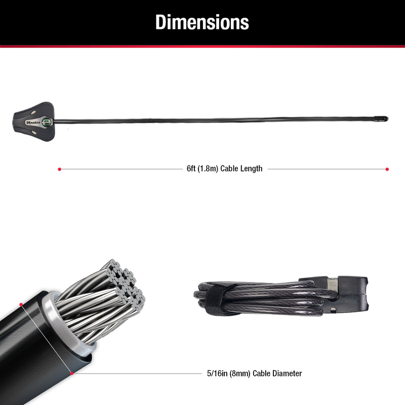 Adjustable Python™ Cable Lock, 6 ft x 5/16 in