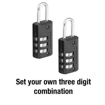 Compact Set Your Own Combination Lock, 13/16 in Wide - 2-Pack