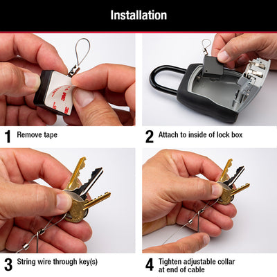 Retractable Key Tether for Lock Boxes, Retractable Steel Cable, 36 in